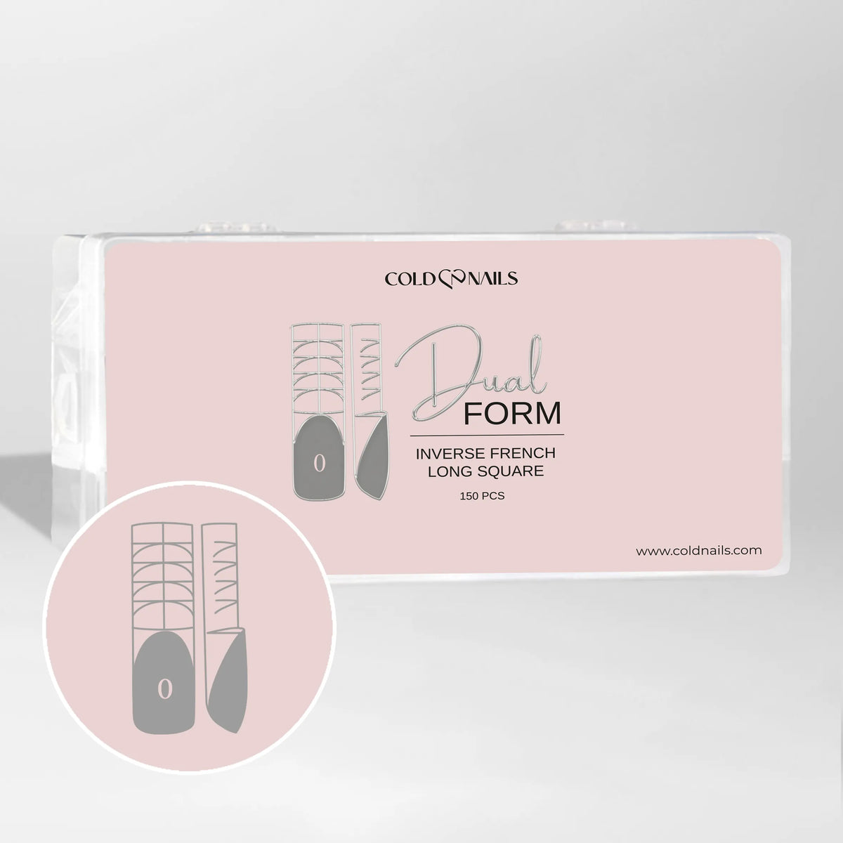 Dual Form Inverse French - Long Square Cold Nails dual form inverse french square lunga confezione