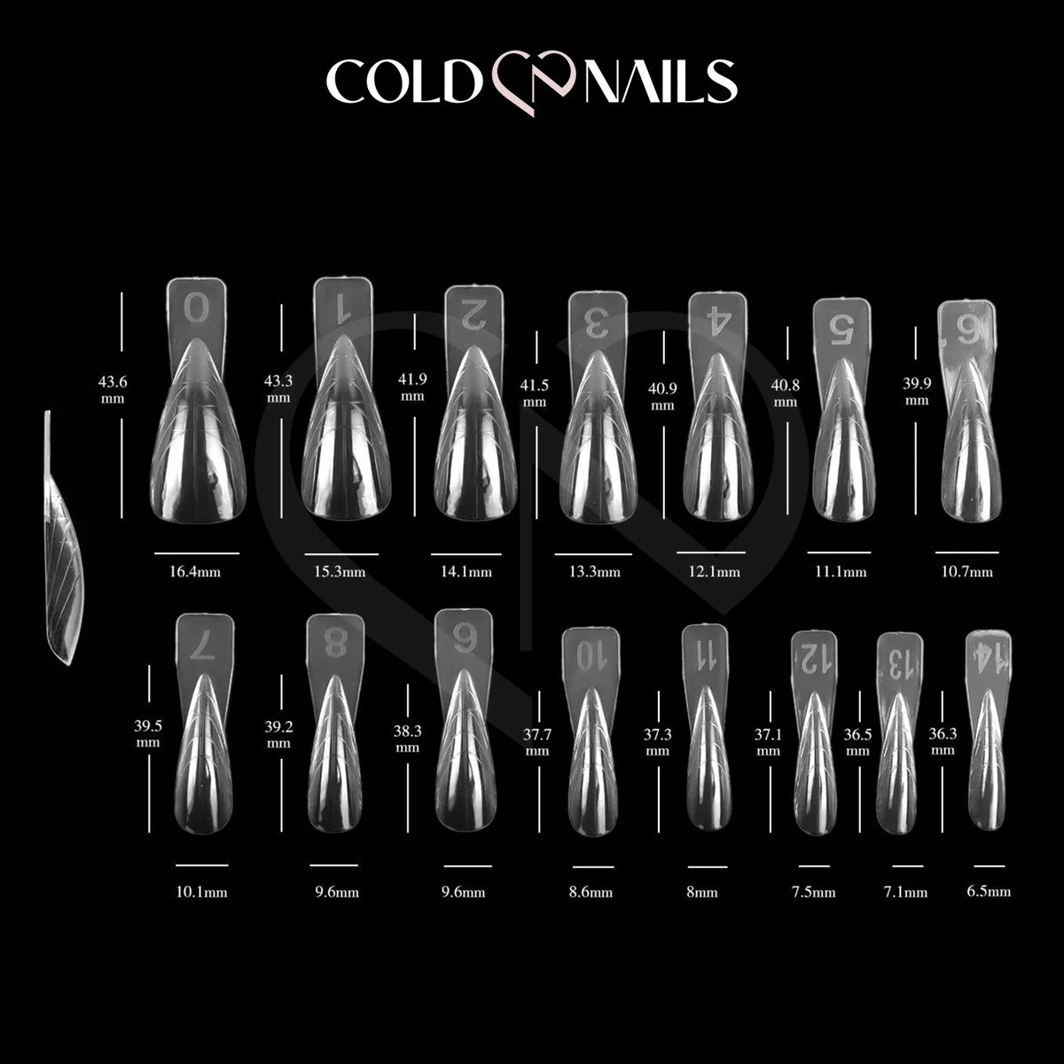 Dual Form Short Stiletto/Mandorla ricostruzione con gel o acrigel
