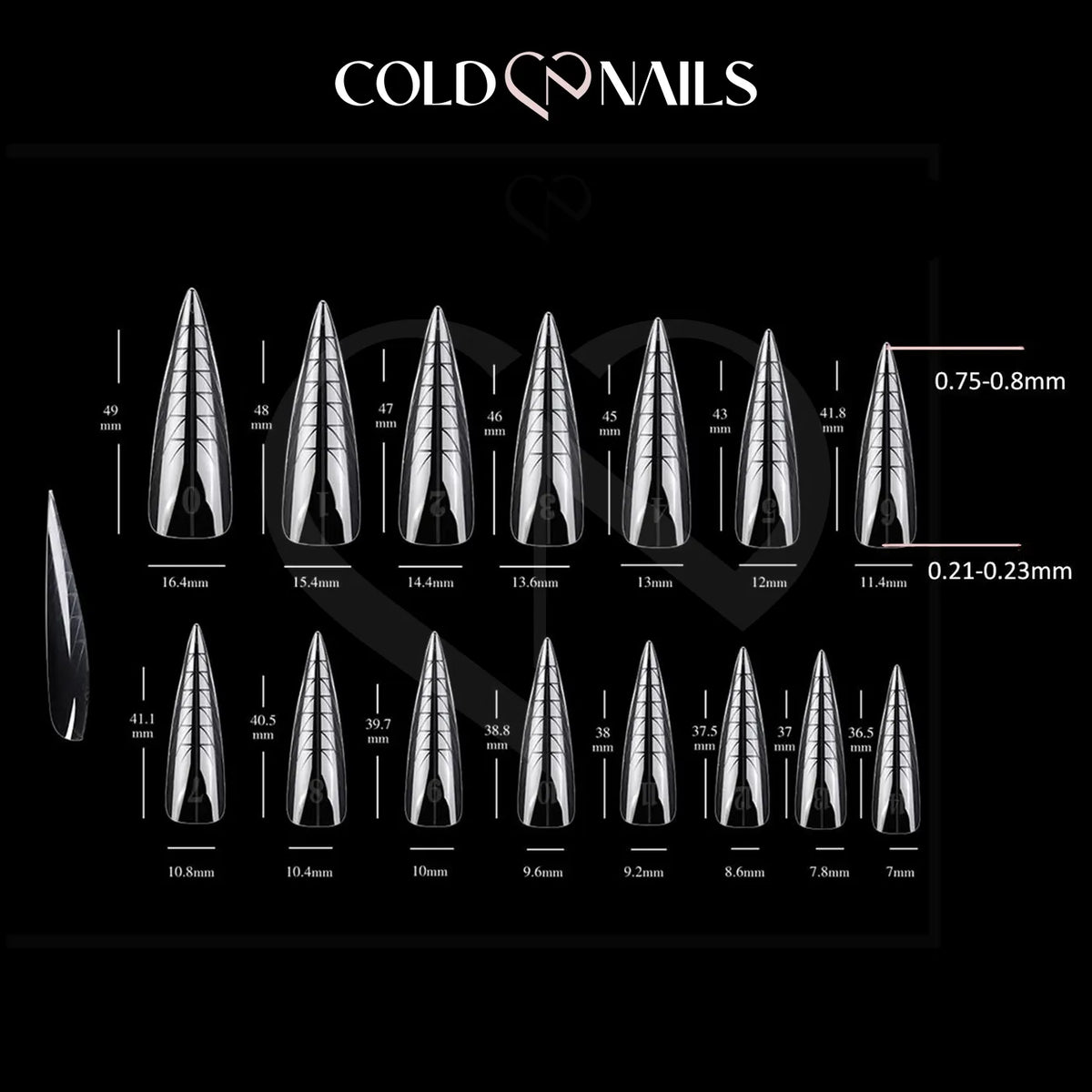 Dual Form Mandorla/Stiletto formine trasparenti riutilizzabili
