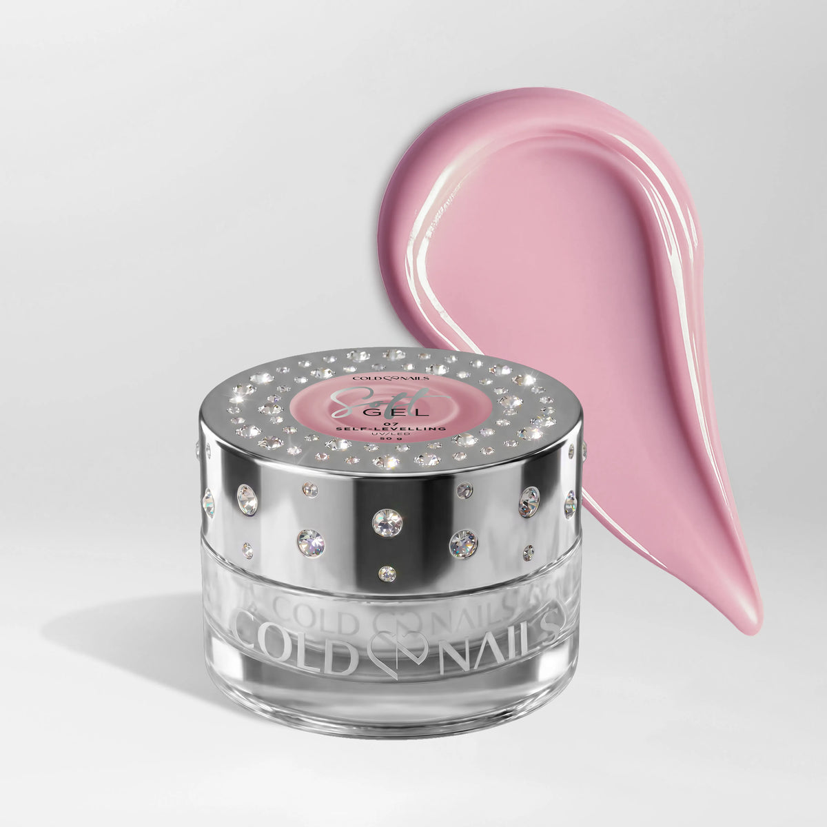 Soft Gel 07 Rose Petal Cold Nails, gel costruttore autolivellante da 50 g in tonalità rosa freddo tenue