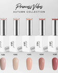 Collezione Autunno Princess Vibes Cold Nails: 5 smalti semipermanenti Princess, Cashmere, Nude Caramel, Rose Dust e Bordeaux Rose