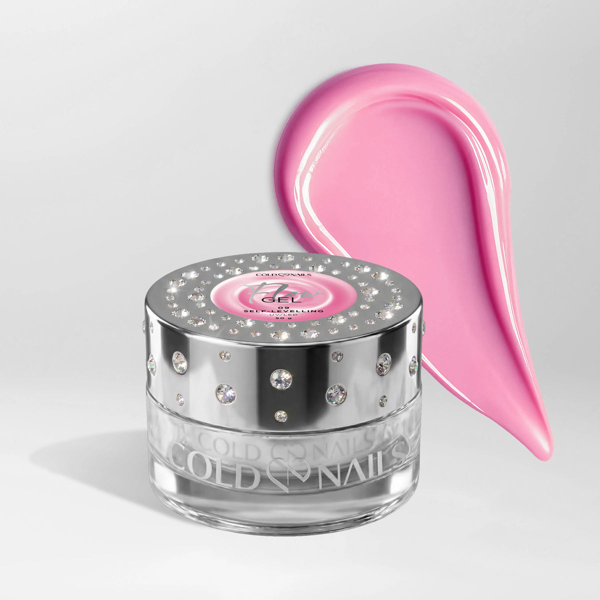 Flow Gel 09 Bubblegum Cold Nails, gel costruttore autolivellante da 50 g in tonalità rosa bubblegum