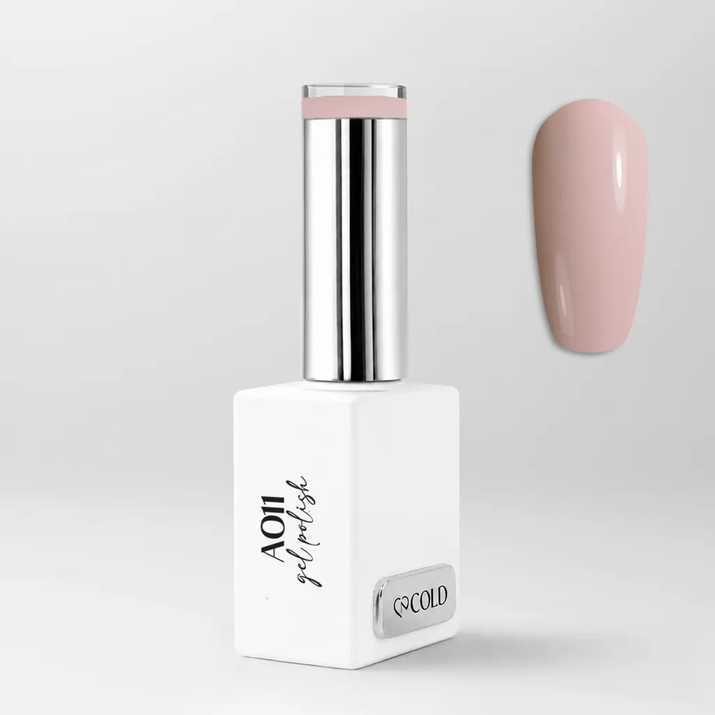 Smalto Semipermanente A011 Princess Cold Nails, flacone da 15 ml con swatch nude rosato