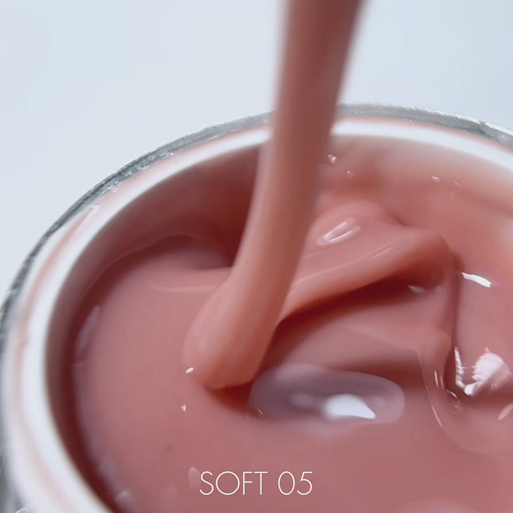 Texture del Soft Gel 05 Soft Camouflage, gel costruttore autolivellante nude pesca Cold Nails