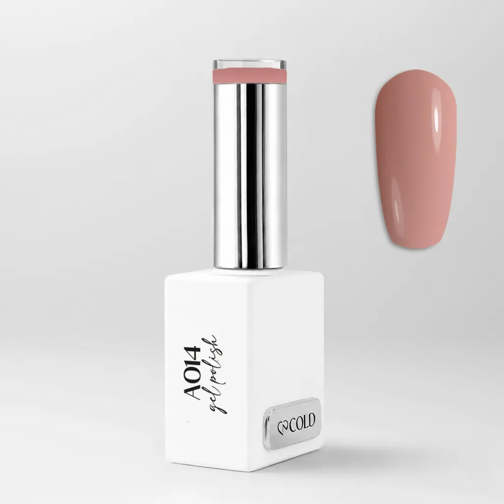 Smalto Semipermanente A014 Rose Dust Cold Nails, flacone da 15 ml con swatch rosa polveroso